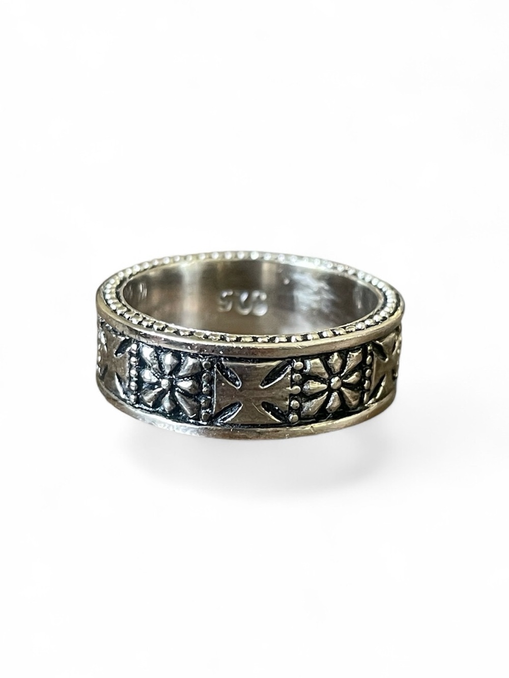 925 sterling Silver artistic band for men and women (US 10)